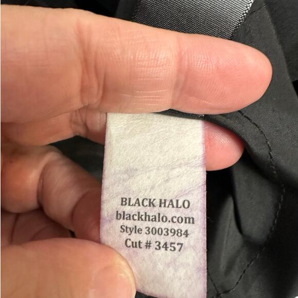 Black Halo size 8 Black Sheath Dress Gypsy Rose Mini Short Sleeves - Picture 5 of 8